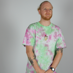 Green/Pink Spiral Tie-Dye T-Shirt